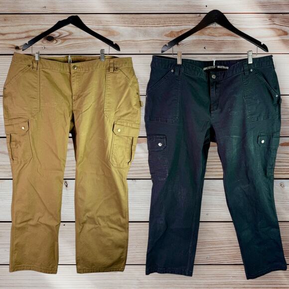 Duluth Trading Women's 24W Set 2 Tan & Black Curvesetter Waistband Work Pants - Picture 1 of 13